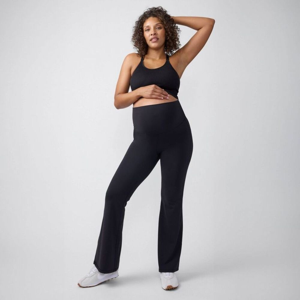 Ingrid & Isabel Everyday Maternity Fold Down Flare Leggings - Black S
